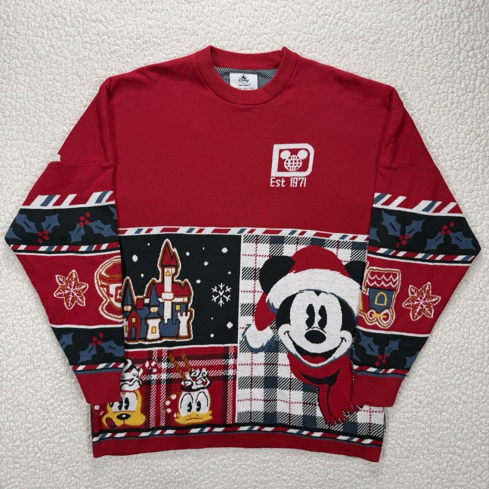 Disney Spirit Jersey Christmas Sweater Women's S Red Mickey Holiday